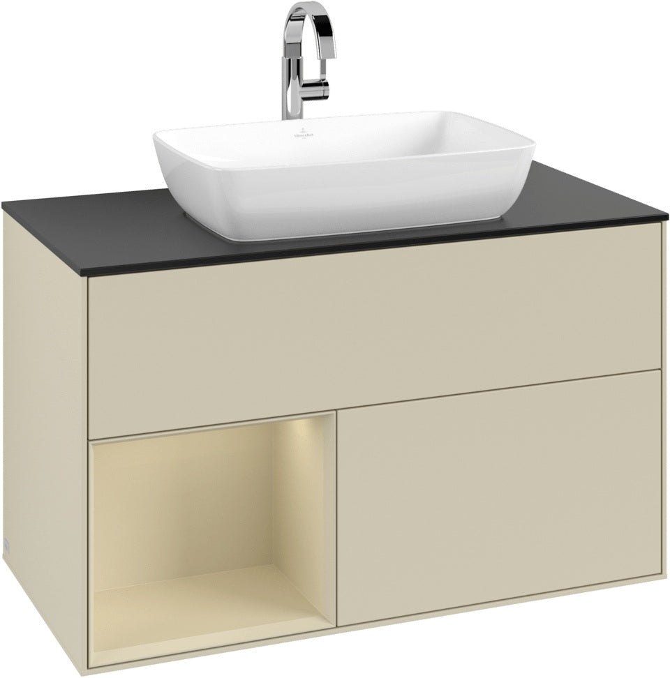 Villeroy & Boch Finion Waschbeckenunterschrank Glossy White mit Beleuchtung, 1000 mm