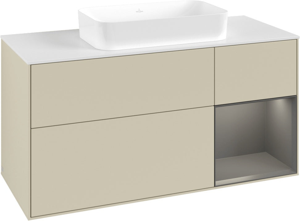 Villeroy & Boch Finion Waschtischunterschrank G711G Black Matt Lacquer 1200 mm mit Beleuchtung