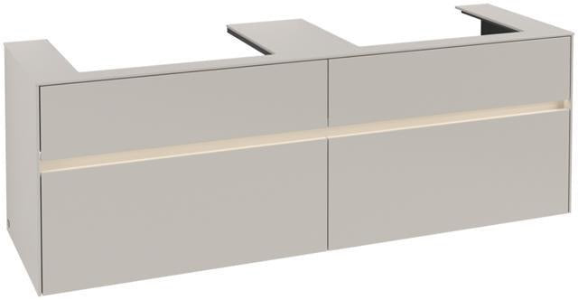 Villeroy & Boch Collaro Waschtischunterschrank 1600 mm mit LED-Beleuchtung und 4 Auszügen in Black Matt Lacquer