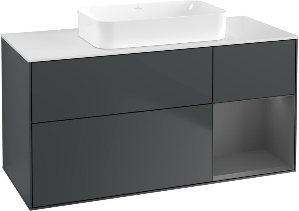 Villeroy & Boch Finion Waschtischunterschrank G711G Black Matt Lacquer 1200 mm mit Beleuchtung