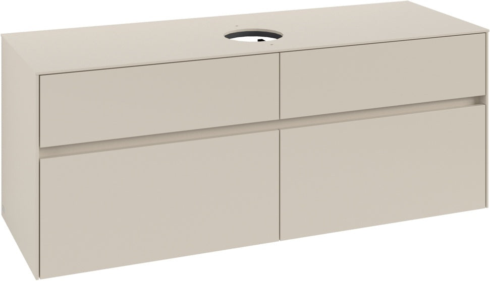 Villeroy & Boch Waschbeckenunterschrank Collaro C045 B0 1400 mm Cashmere Grey mit Beleuchtung und SoftClosing
