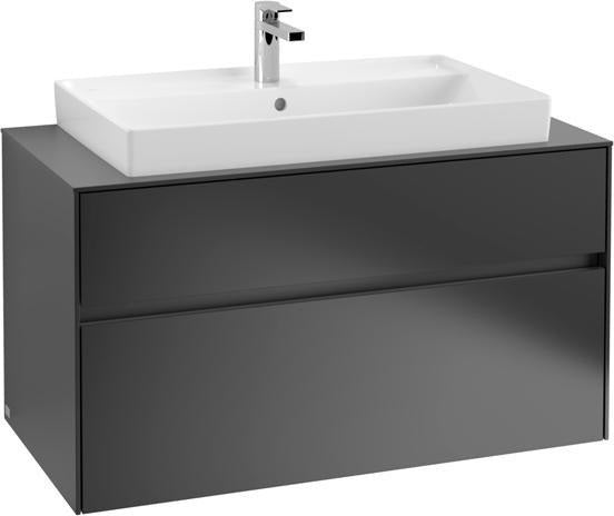 Villeroy & Boch Collaro Waschtischunterschrank 1000 mm mit LED-Beleuchtung und 2 Auszügen in White Wood