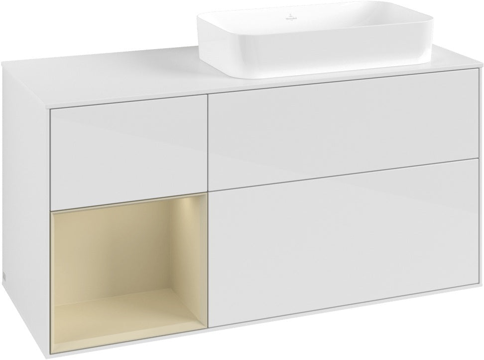 Villeroy & Boch Finion Waschtischunterschrank 1200 mm Glossy White mit Beleuchtung