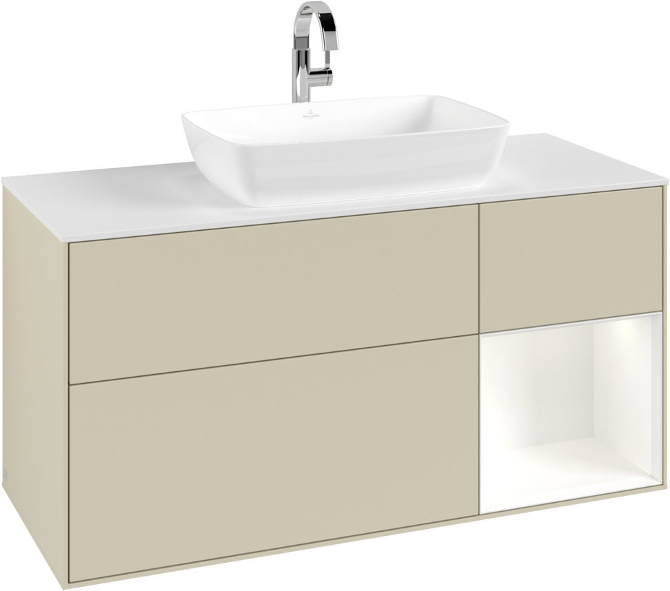 Villeroy & Boch Waschtischunterschrank Finion G831G 1200 mm Glossy White Lacquer mit Beleuchtung