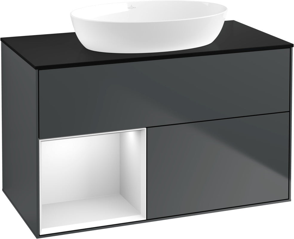 Villeroy & Boch Waschtischunterschrank Finion FA12G 1000 mm Glossy White Lacquer mit Beleuchtung