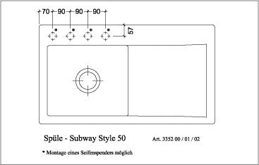 Villeroy & Boch Einbauspüle Subway Style 45 Stone White CeramicPlus 780x510mm