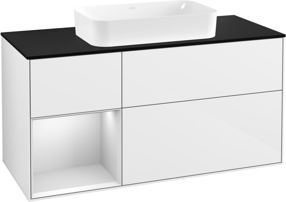 Villeroy & Boch Finion Waschtischunterschrank 1200 mm Glossy White Lacquer mit LED-Beleuchtung