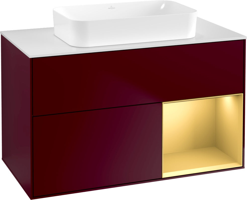 Villeroy & Boch Finion Waschtischunterschrank 1000 mm Glossy White Lacquer mit LED-Beleuchtung