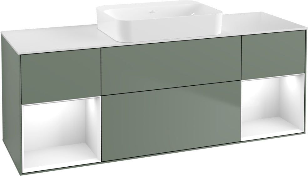Villeroy & Boch Finion Waschtischunterschrank 1600 mm Glossy White Lacquer mit Beleuchtung