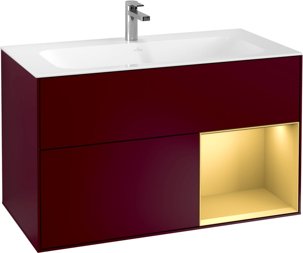 Villeroy & Boch Finion Waschtischunterschrank 996 mm Glossy White Lacquer mit LED-Beleuchtung