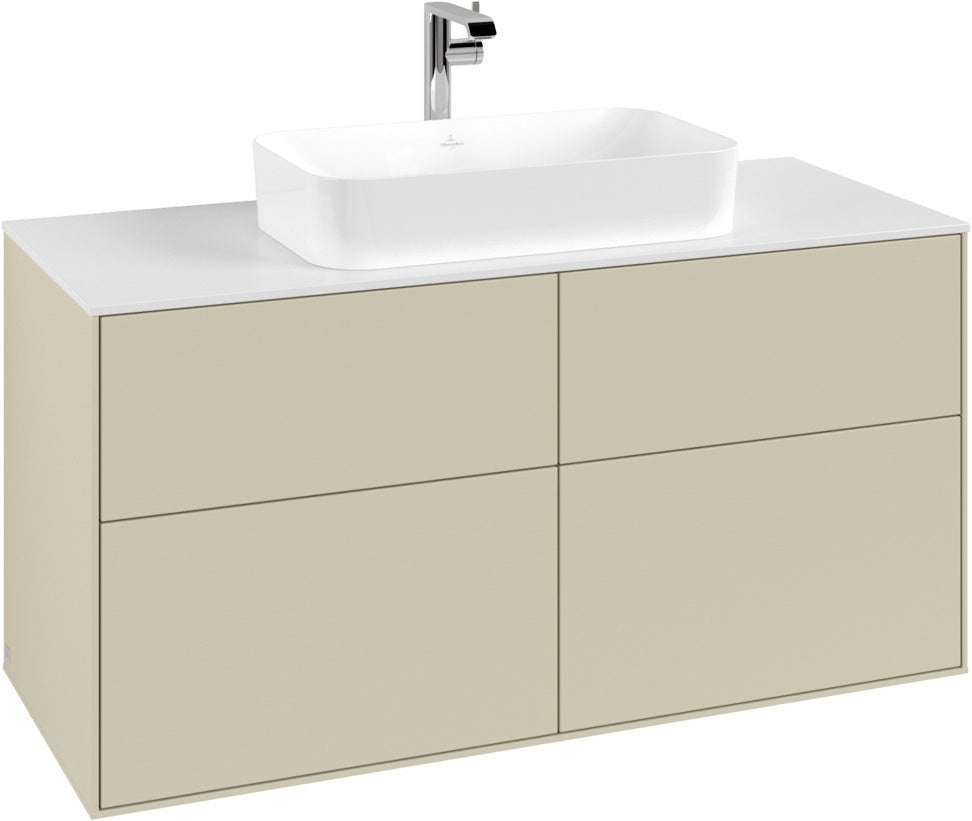 Villeroy & Boch Finion Waschtischunterschrank 1200 mm Anthracite Matt mit Glasabtrennungen und Push-to-open