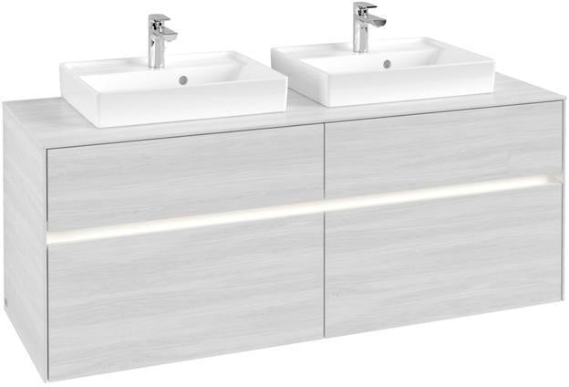 Villeroy & Boch Collaro Waschtischunterschrank 1400 mm mit LED-Beleuchtung und 4 Auszügen in Soft Grey