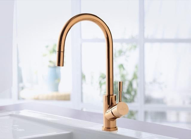 Villeroy & Boch Umbrella Flex Küchenarmatur – Edelstahl massiv, 360° schwenkbar, ausziehbare Brause