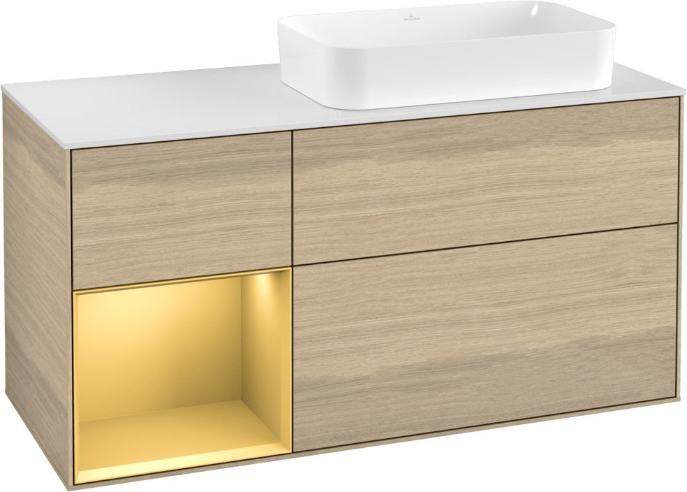 Villeroy & Boch Finion Waschtischunterschrank 1200 mm Glossy White mit Beleuchtung