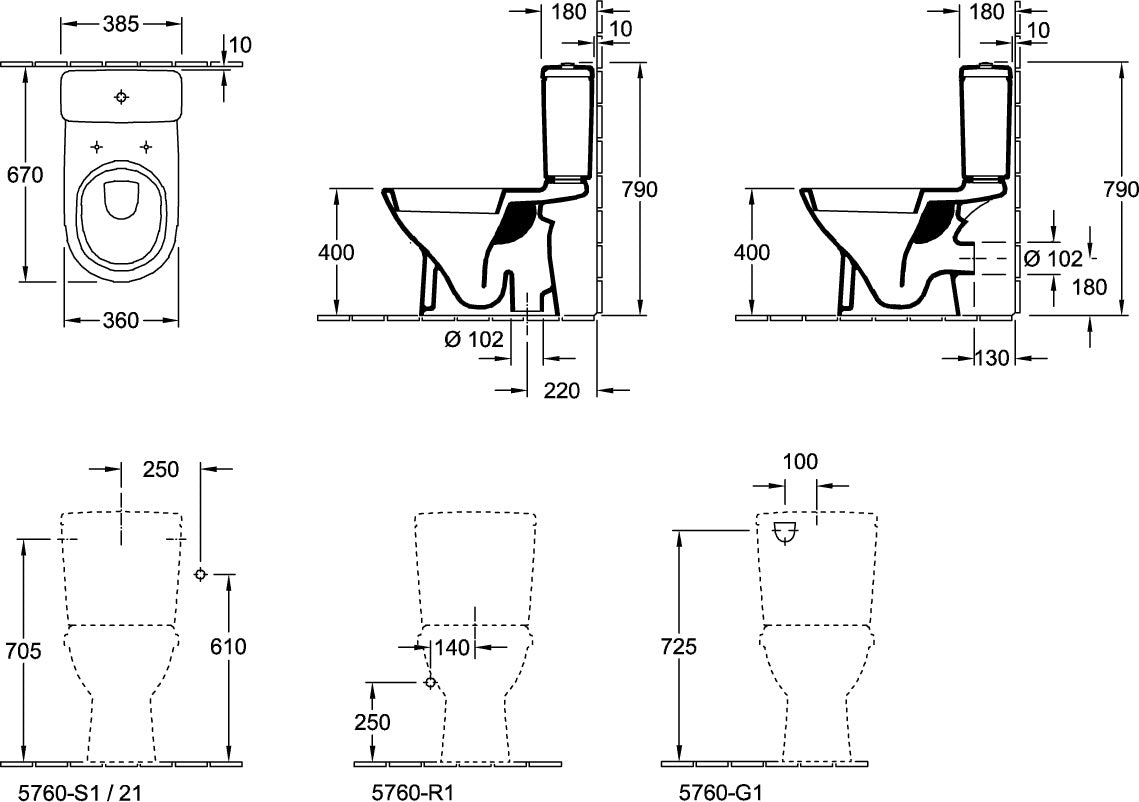 Villeroy & Boch O.novo Tiefspül-WC 5661C1 360x635mm Rund Weiß Alpin