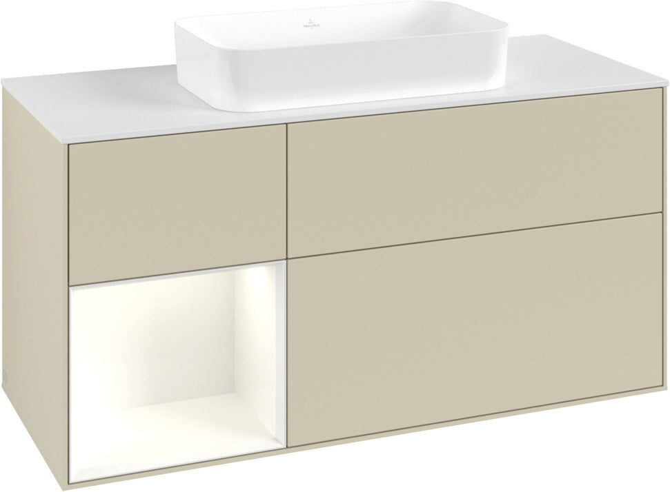 Villeroy & Boch Finion Waschbeckenunterschrank 1200 mm Walnut Veneer mit Beleuchtung