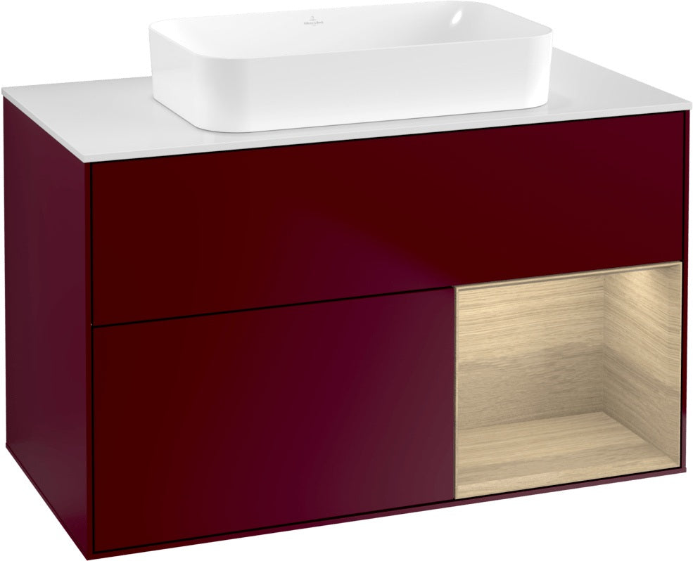 Villeroy & Boch Finion Waschtischunterschrank 1000 mm Glossy White Lacquer mit LED-Beleuchtung