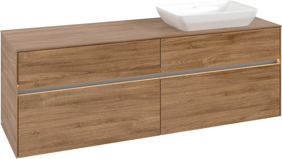 Villeroy & Boch Waschtischunterschrank Collaro C122 B0 1600 mm Kansas Oak mit Beleuchtung und 4 Auszügen