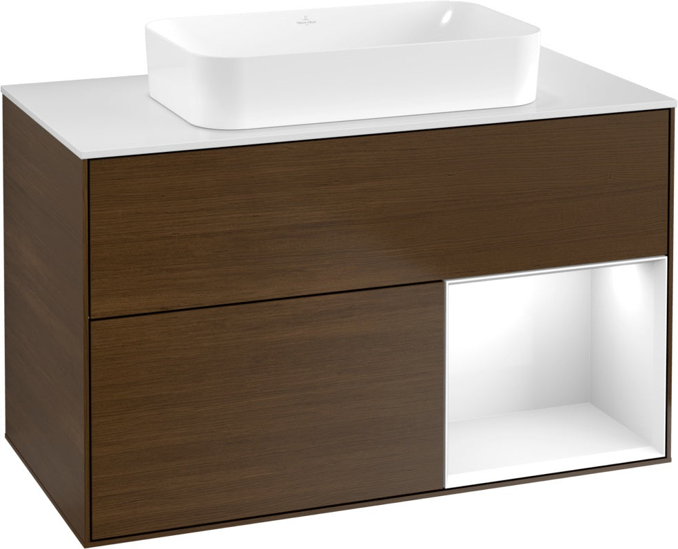 Villeroy & Boch Finion Waschtischunterschrank 1000 mm Glossy White Lacquer mit LED-Beleuchtung