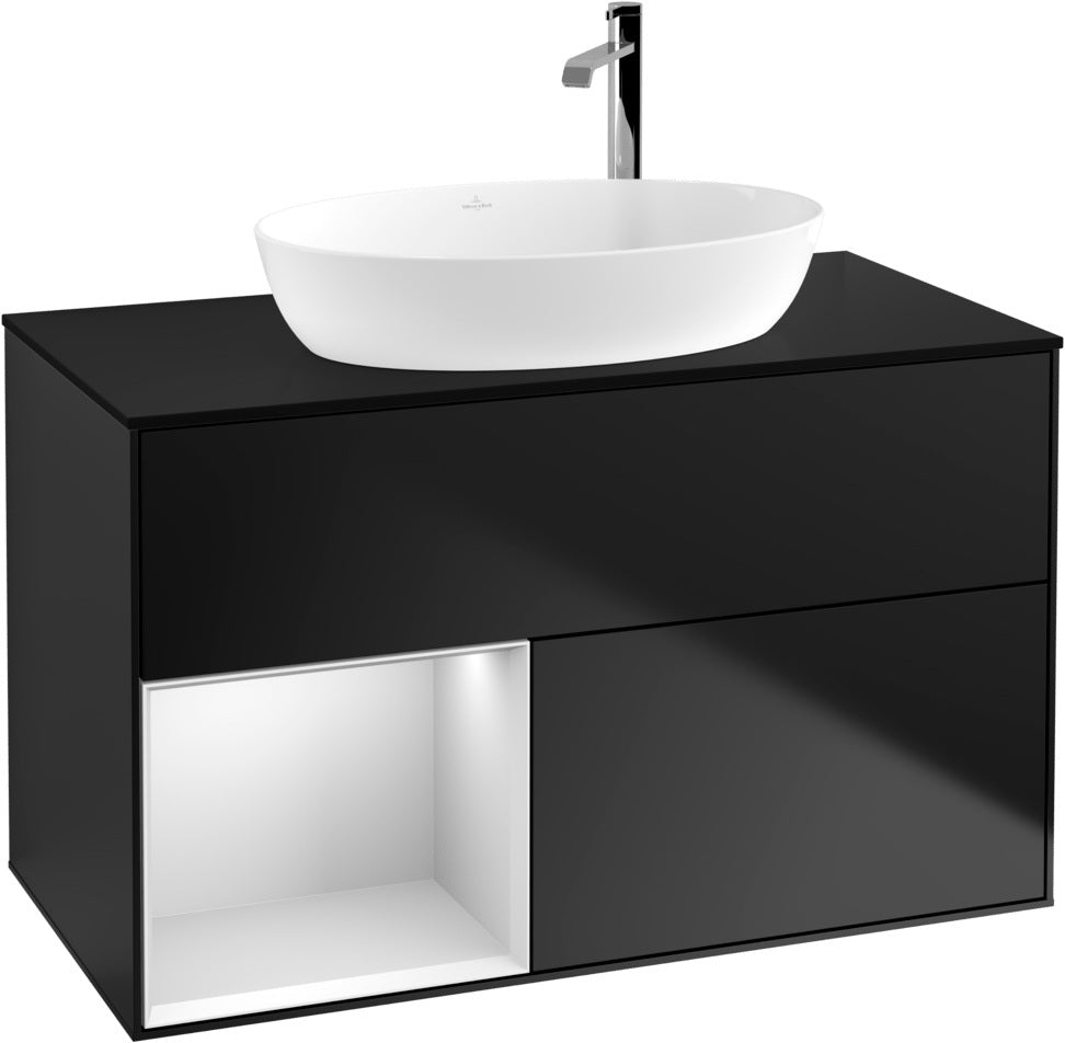 Villeroy & Boch Finion Waschbeckenunterschrank G892G 1000 mm Glossy White Lacquer mit Beleuchtung