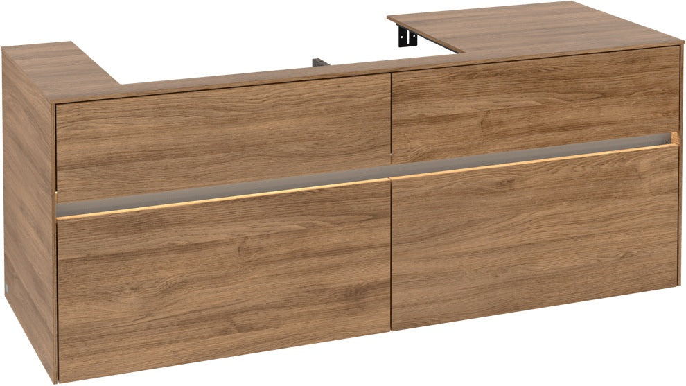 Villeroy & Boch Waschbeckenunterschrank Collaro C089 B0 1400 mm Kansas Oak mit Beleuchtung