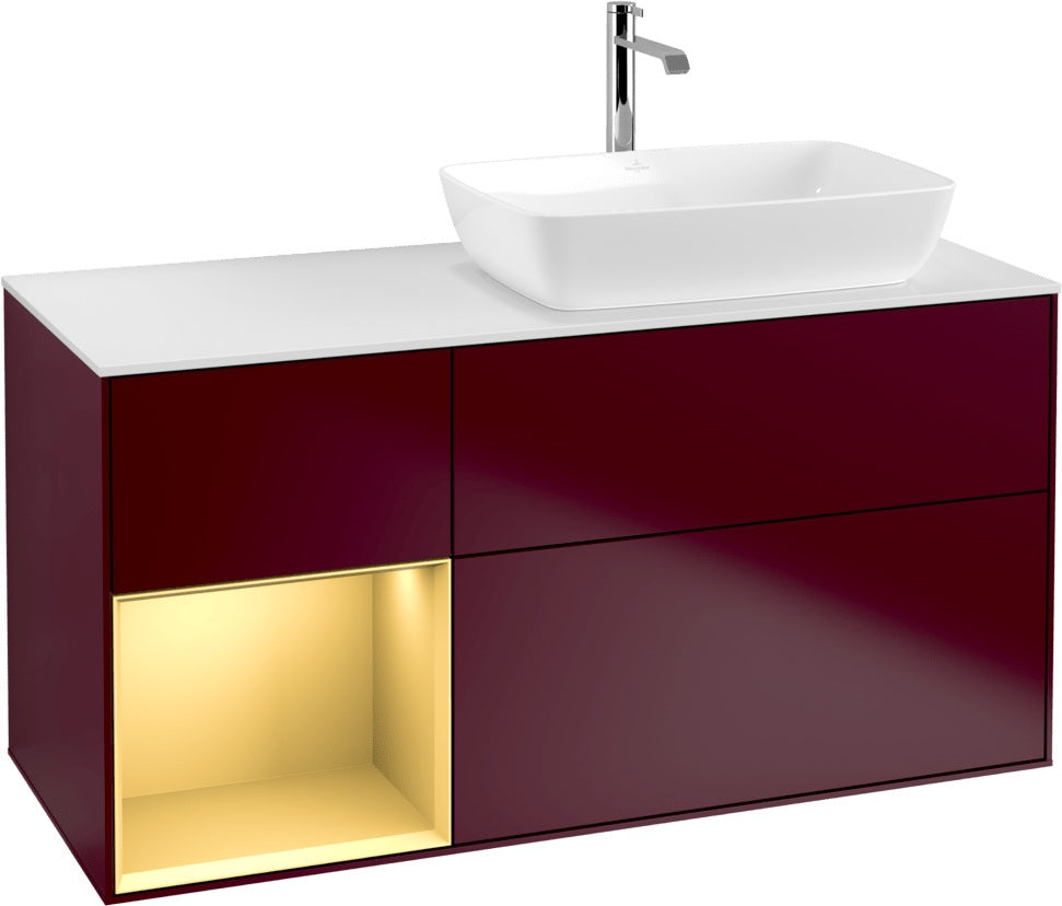 Villeroy & Boch Finion Waschbeckenunterschrank 1200 mm Glossy White Lacquer mit Beleuchtung