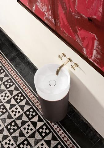 Villeroy & Boch Waschbecken mit Säule Octagon 400x400x950mm Rund Mocha Leather