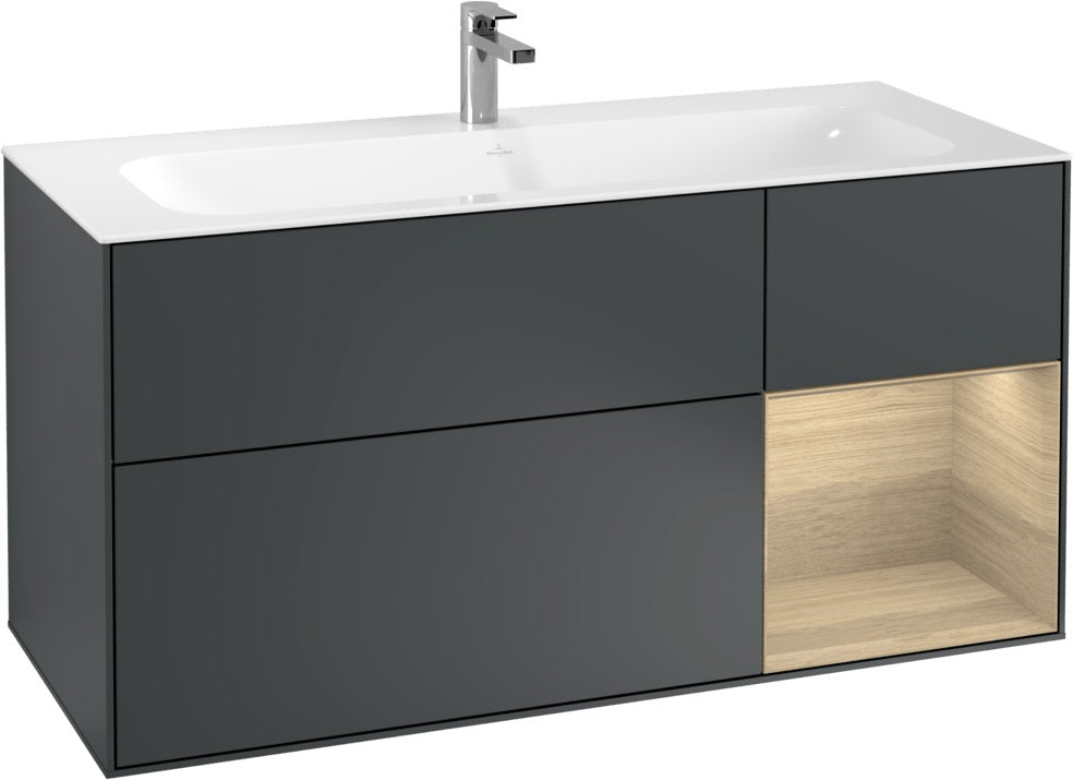Villeroy & Boch Finion Waschbeckenunterschrank Glossy White Lacquer 1196 mm mit LED-Beleuchtung