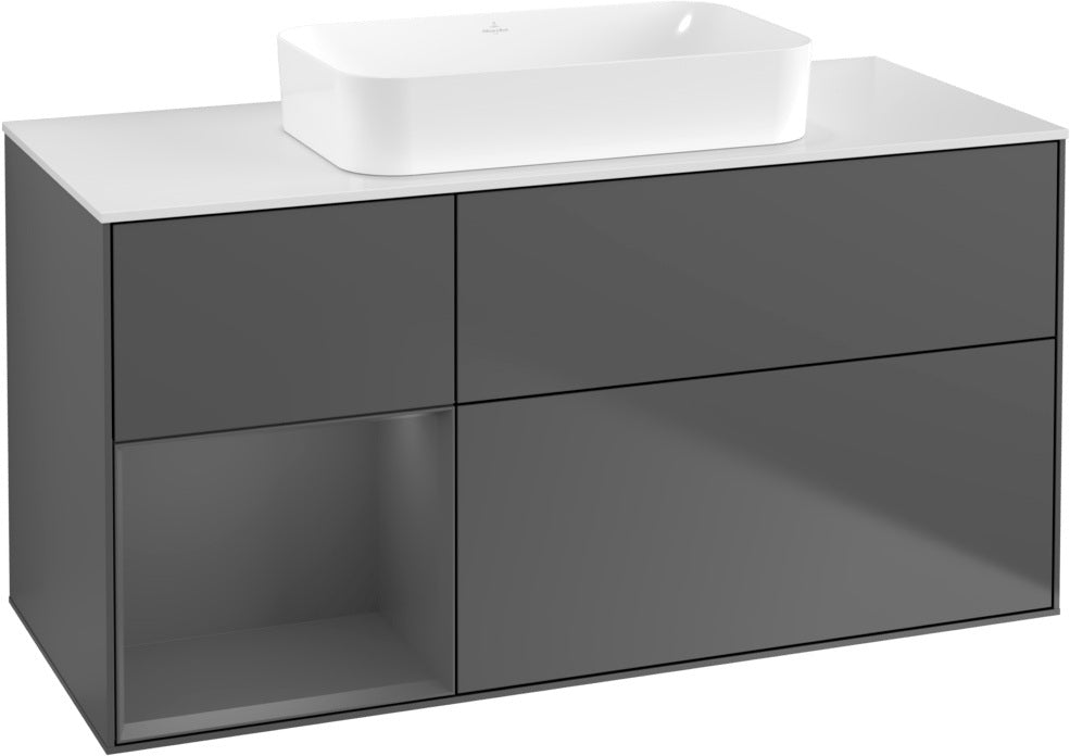 Villeroy & Boch Finion Waschbeckenunterschrank 1200 mm Walnut Veneer mit Beleuchtung