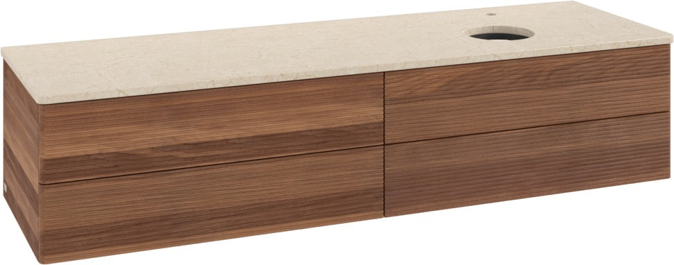 Villeroy & Boch Waschbeckenunterschrank Antao 1600 mm Warm Walnut mit 4 Auszügen und Beleuchtung
