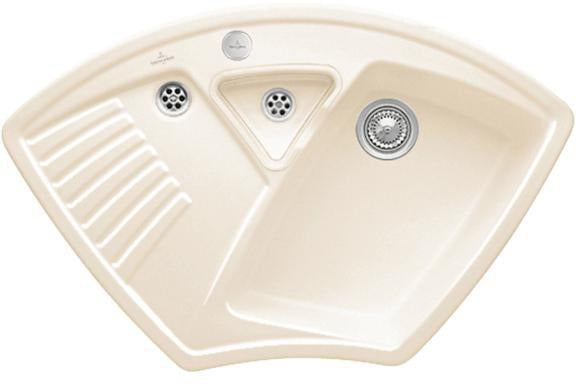Villeroy & Boch Eckspüle Arena Eck 975x625mm Ivory CeramicPlus mit Ablaufgarnitur
