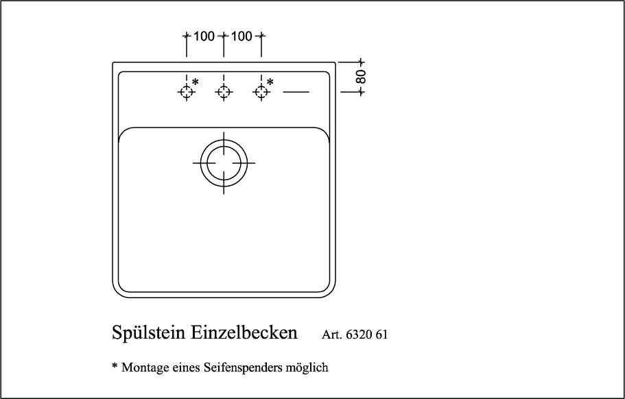 Villeroy & Boch Spülstein Einzelbecken 595x630 mm Keramik Ebony CeramicPlus