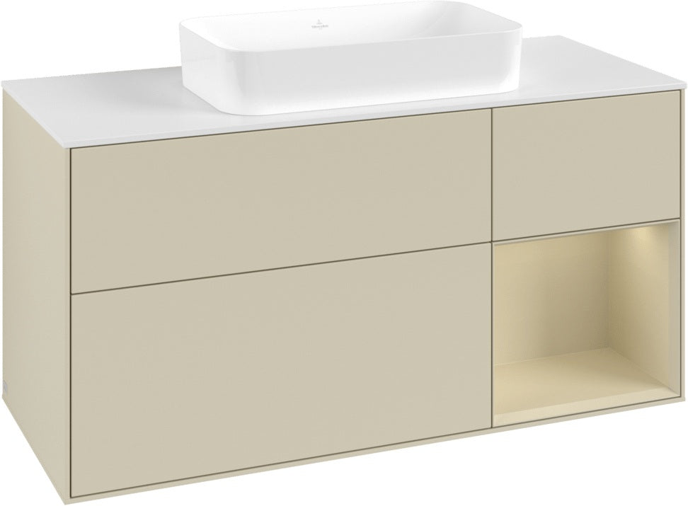 Villeroy & Boch Finion Waschtischunterschrank G711G Black Matt Lacquer 1200 mm mit Beleuchtung