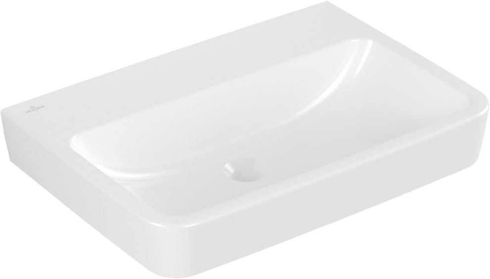 Villeroy & Boch O.novo Wandwaschbecken 650x460 mm Eckig Weiß Alpin – Ohne Hahnloch, Mit Überlauf