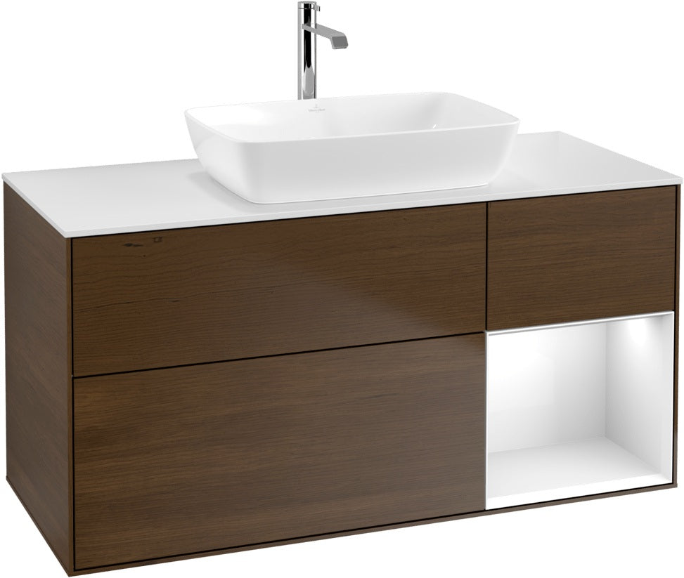Villeroy & Boch Waschtischunterschrank Finion G831G 1200 mm Glossy White Lacquer mit Beleuchtung
