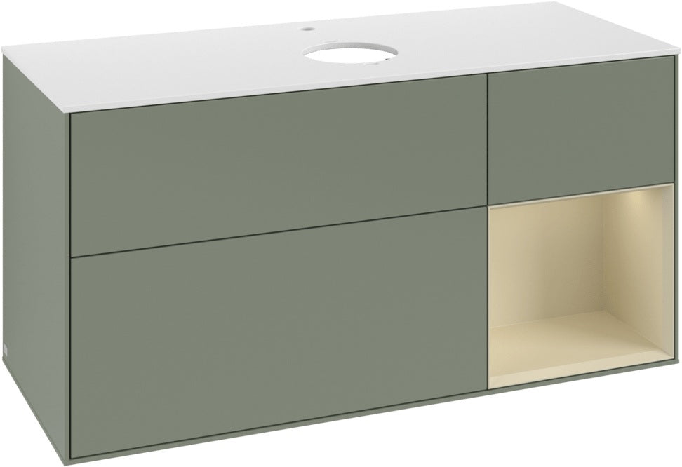 Villeroy & Boch Waschtischunterschrank Finion G831G 1200 mm Glossy White Lacquer mit Beleuchtung