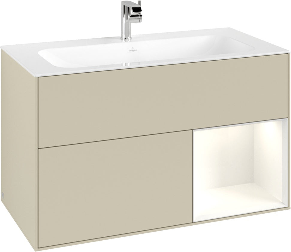Villeroy & Boch Finion Waschtischunterschrank 996 mm White Matt Lacquer mit Beleuchtung
