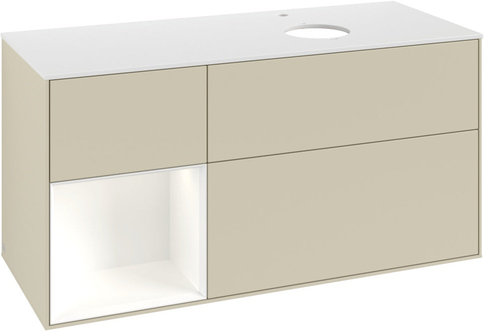 Villeroy & Boch Finion Waschbeckenunterschrank 1200 mm Glossy White Lacquer mit Beleuchtung