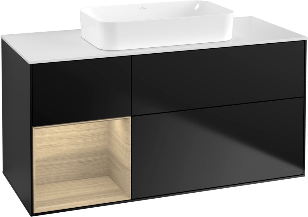 Villeroy & Boch Finion Waschbeckenunterschrank 1200 mm Walnut Veneer mit Beleuchtung