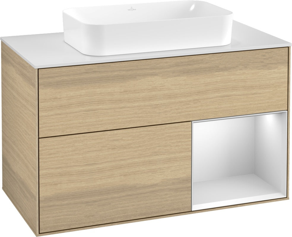 Villeroy & Boch Finion Waschtischunterschrank 1000 mm Glossy White Lacquer mit LED-Beleuchtung