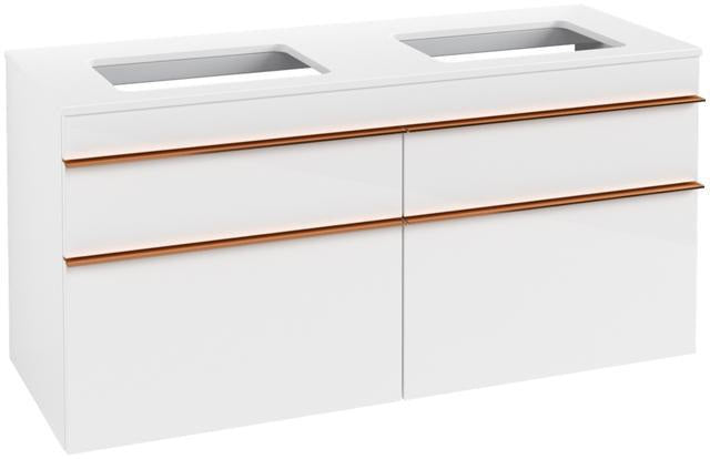 Villeroy & Boch Venticello Waschtischunterschrank 1257 mm Glossy White, 4 Auszüge, für 2 Waschtische
