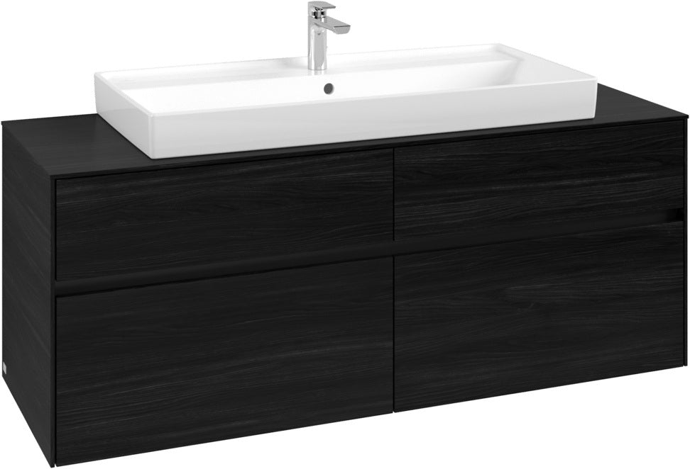 Villeroy & Boch Waschtischunterschrank Collaro C092 B0 1400 mm Black Oak mit LED-Beleuchtung
