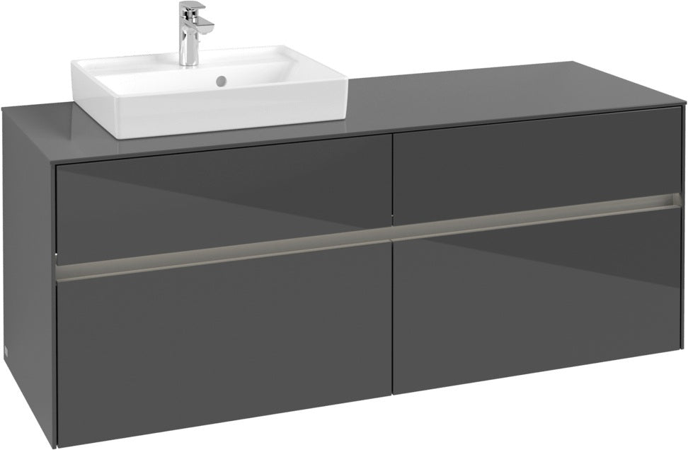 Villeroy & Boch Waschtischunterschrank Collaro C074 B0 1400 mm Glossy Grey mit Beleuchtung