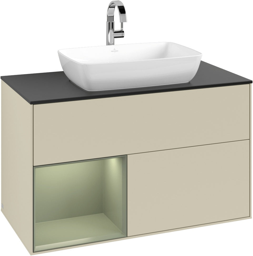 Villeroy & Boch Finion Waschbeckenunterschrank Glossy White mit Beleuchtung, 1000 mm