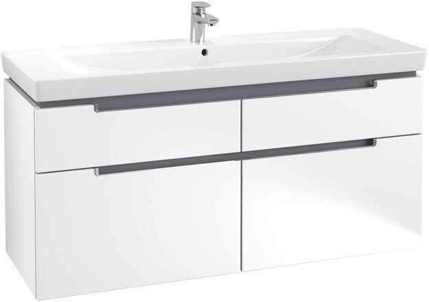 Villeroy & Boch Subway 2.0 Waschbeckenunterschrank 1287 mm Glossy White mit 4 Auszügen