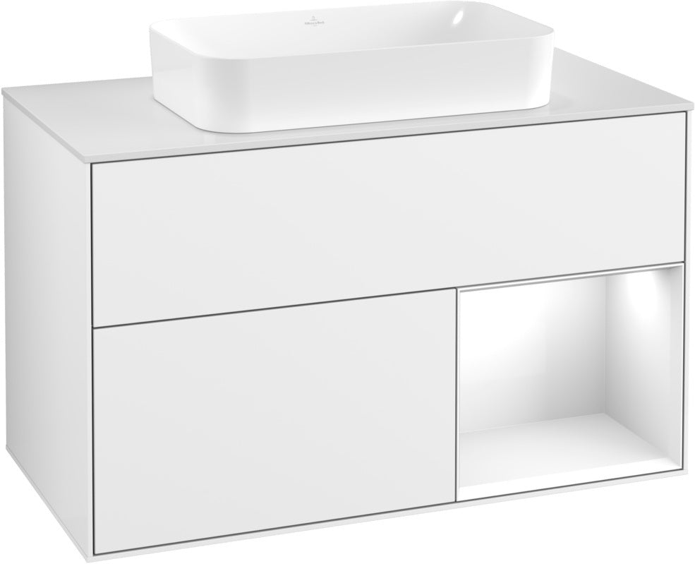 Villeroy & Boch Finion Waschtischunterschrank 1000 mm Glossy White Lacquer mit LED-Beleuchtung