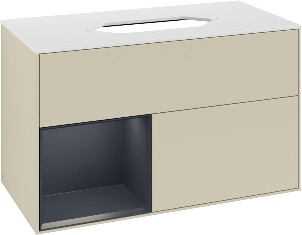 Villeroy & Boch Finion Waschtischunterschrank 1000 mm Glossy White Lacquer mit LED-Beleuchtung