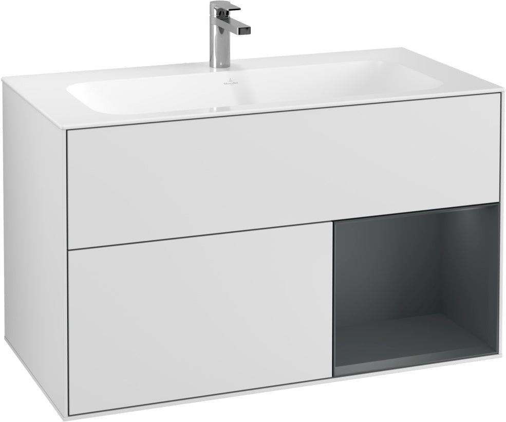 Villeroy & Boch Finion Waschtischunterschrank 996 mm Glossy White Lacquer mit LED-Beleuchtung