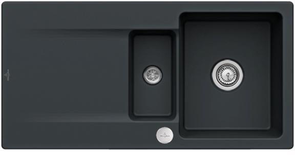 Villeroy & Boch Einbauspüle Siluet 60 R flat – flächenbündig, Ebony CeramicPlus, reversibel