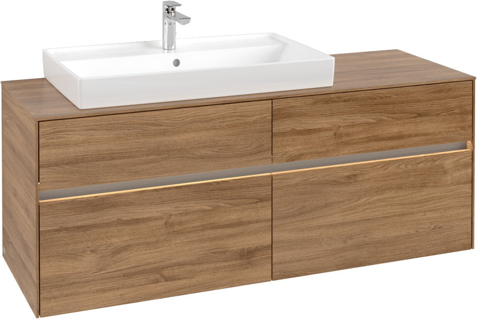 Villeroy & Boch Waschbeckenunterschrank Collaro C089 B0 1400 mm Kansas Oak mit Beleuchtung